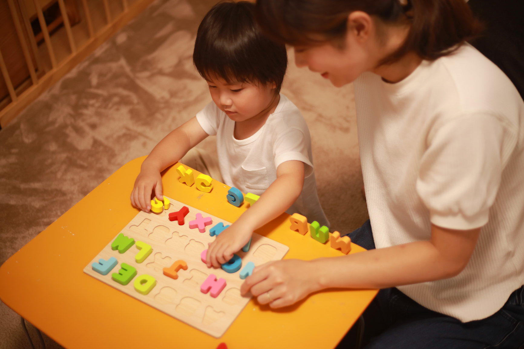 Parents and children studying english